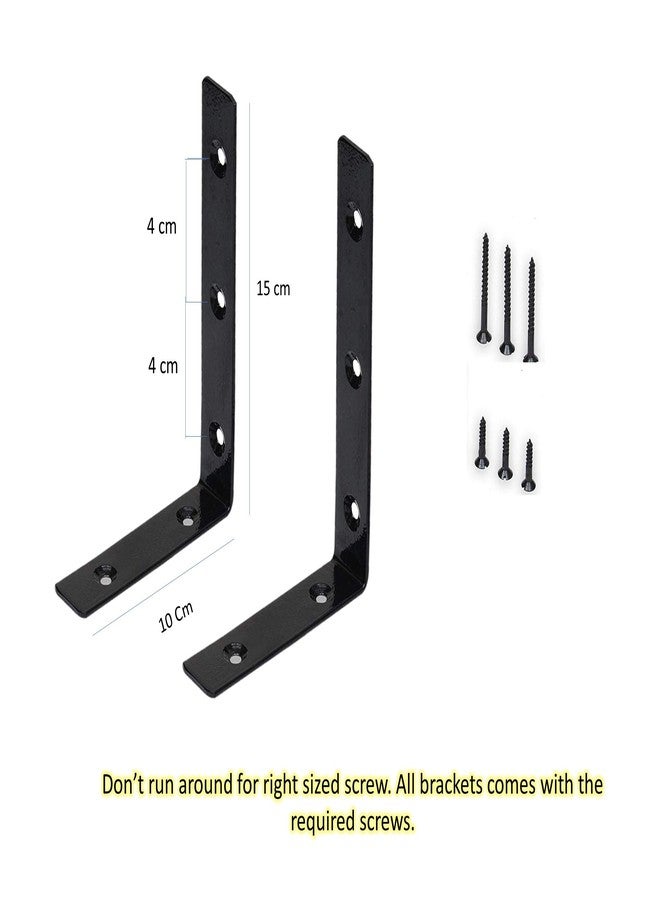 bvslf Wall Bracket for Shelves, Wall Bracket for Home Decor, Metal L Angle Bracket for Wall Shelf with Matching Screws - Pack of 2 (6 '' x 4 '') - Image 2